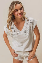 White Slub Jersey Rhinestone V-Neck T-Shirt for Women Woman T Shirts