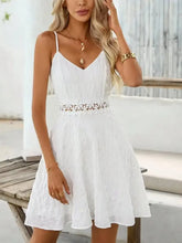 White Spaghetti Strap Lace Trimmed Sundress Casual Dresses
