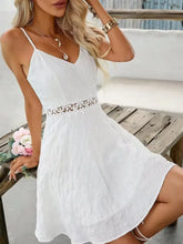 White Spaghetti Strap Lace Trimmed Sundress White Casual Dresses