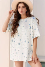White Star Pattern Oversized T-Shirt Dress for Women White Woman T Shirts