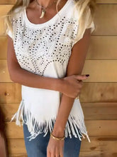 White Studded Fringe T-Shirt for Women Woman T Shirts