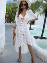 Swiss Dot White Sheer Beach Cover Up for Women Swimwear Cover-Ups