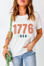 White T-Shirt with 1776 USA Print for Women Woman T Shirts