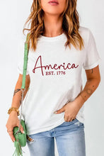 White T Shirt with America EST 1776 Text for Women Woman T Shirts