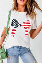 White T-Shirt with American Flag Bow for Women Woman T Shirts