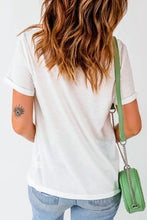 White T-Shirt with American Flag Bow Sequin Detail Woman T Shirts