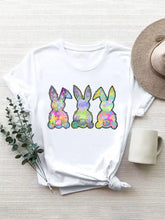 White T Shirt with Colorful Bunny Print for Women White Woman T Shirts