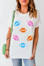 White T-Shirt with Colorful Football Pattern for Women White Woman T Shirts