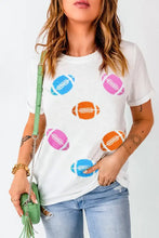 White T-Shirt with Colorful Football Pattern for Women Woman T Shirts
