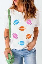 White T-Shirt with Colorful Football Pattern for Women Woman T Shirts