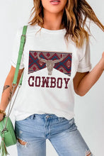 White T-Shirt with Cowboy Graphic for Women White Woman T Shirts