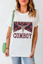 White T-Shirt with Cowboy Graphic for Women Woman T Shirts
