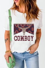 White T-Shirt with Cowboy Graphic for Women Woman T Shirts
