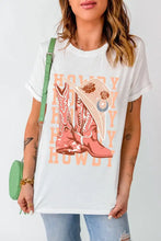 White T-Shirt with Cowboy Hat and Boots Graphic for Women Woman T Shirts