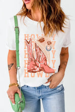 White T-Shirt with Cowboy Hat and Boots Graphic for Women Woman T Shirts