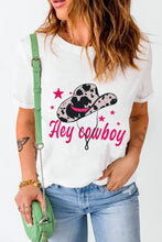 White T-Shirt with Cowboy Hat Graphic for Women Woman T Shirts