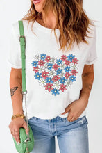 White T-Shirt with Floral Heart Design for Women Woman T Shirts