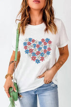 White T-Shirt with Floral Heart Design for Women Woman T Shirts