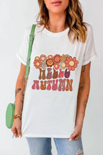 White T-Shirt with Floral Hello Autumn Design Woman T Shirts