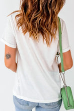 White T-Shirt with Green Lucky Sequin Lettering for Women Woman T Shirts