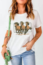 White T-Shirt with Horse Graphic for Women Woman T Shirts