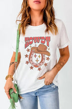 White T-Shirt with Howdy Cowboy Graphic for Women White Woman T Shirts