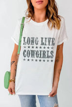 White T-Shirt with Long Live Cowgirls Graphic White Woman T Shirts