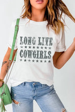 White T-Shirt with Long Live Cowgirls Graphic Woman T Shirts