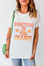 White T Shirt with Orange Text for Women White Woman T Shirts