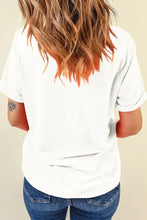 White T-Shirt with Patriotic Sequin Bow for Women Woman T Shirts