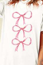 White T-Shirt with Pink Bow Design for Women Woman T Shirts