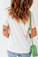 White T-Shirt with Pink Checkered Heart and Sequin Detail Woman T Shirts