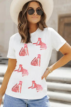 White T-Shirt with Pink Cheetah and Leopard Print for Women Woman T Shirts