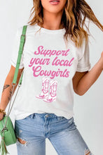 White T-Shirt with Pink Support Your Local Cowgirls Graphic Woman T Shirts