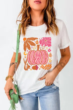 White T Shirt with Pumpkin Graphic for Women White Woman T Shirts