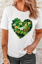 White T-Shirt with Shamrock Heart Design for Women White Woman T Shirts