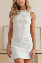 White Textured Sleeveless Fitted Mini Dress Casual Dresses