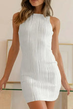 White Textured Sleeveless Fitted Mini Dress Casual Dresses