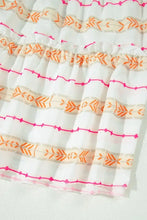 White Boho Tiered Mini Dress with Pink and Orange Pattern Casual Dresses