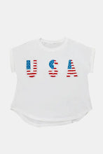 White USA Flag T-Shirt for Women Short Sleeve Basic Stretchy Blouse Woman T Shirts