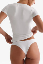 White V-Neck T-Shirt and Thong Set for Women Woman T Shirts