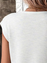 White Waffle Knit Basic Top for Women Woman T Shirts