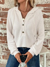 White Waffle Knit Hooded Sweatshirt for Women White Woman T Shirts