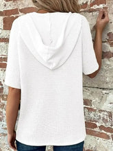 White Waffle Knit Hooded Top for Women Woman T Shirts