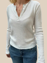 White Waffle Knit Long Sleeve Ribbed Shirt for Women Woman T Shirts