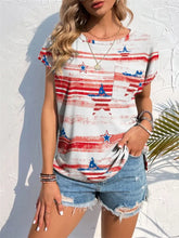 Women's American Flag Star and Stripe Pocket T-Shirt White Woman T Shirts