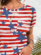 Women's American Flag Star and Stripe Pocket T-Shirt Woman T Shirts
