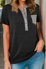 Womens Black and Gray Short Sleeve Button Up Shirt Woman T Shirts