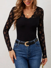 Women's Black Lace Sleeve Top Black Woman T Shirts