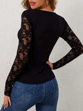Women's Black Lace Sleeve Top Woman T Shirts